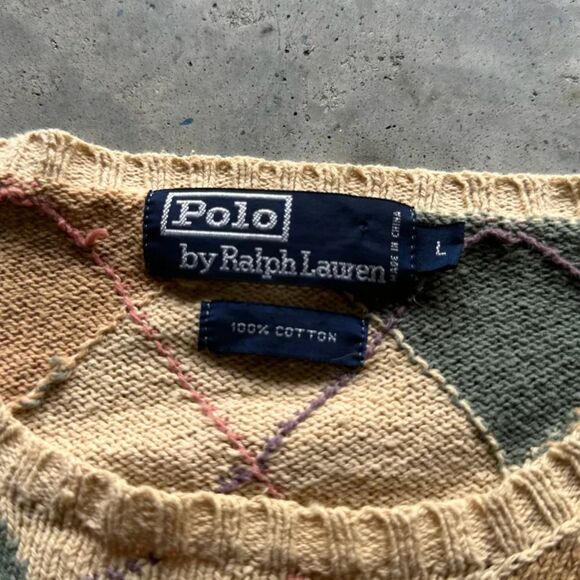 Vintage Polo Ralph Lauren Argyle Pullover Sweater Size Large - Picture 4 of 6